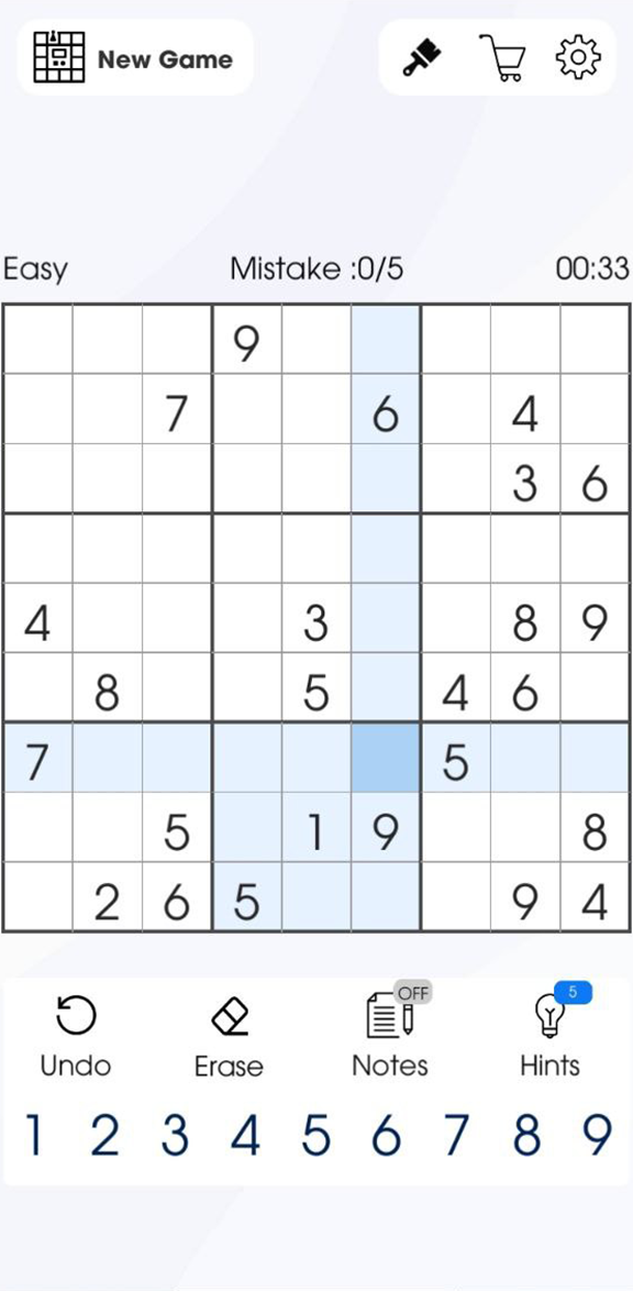 Sudoku Screenshot — Spielfeld (Easy)