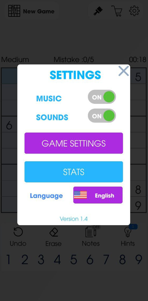 Sudoku Screenshot — Statistik und Timer